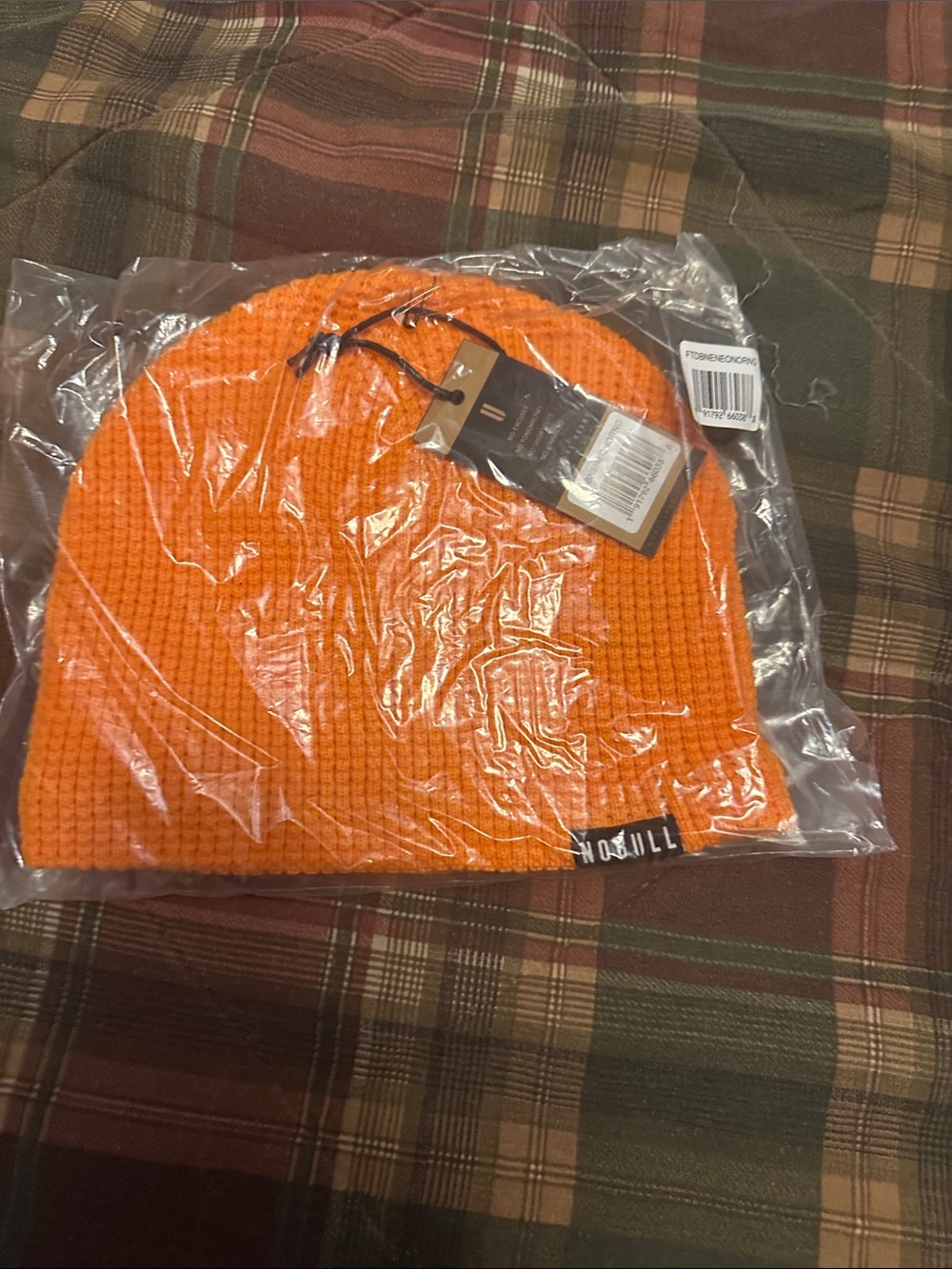 NOBULL Orange Cuffed Knit Beanie with Black Logo Tag
